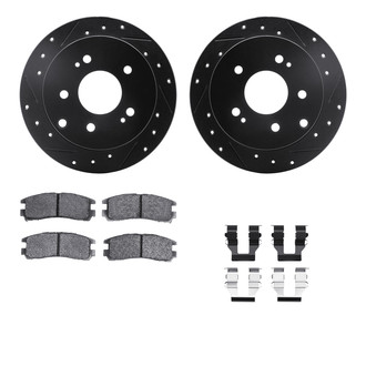 R1 Concepts® - Drilled and Slotted Rear Brake Kit with Optimum OE Pads
