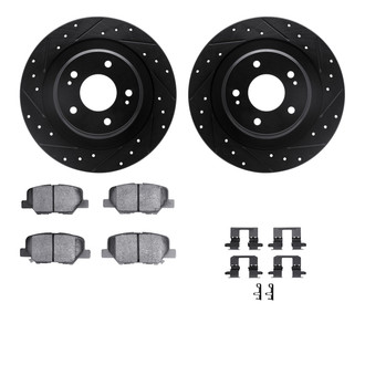 R1 Concepts® WHUH1-72087 - Drilled and Slotted Rear Brake Kit with Optimum OE Pads