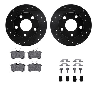 R1 Concepts® - Drilled and Slotted Rear Brake Kit with Optimum OE Pads