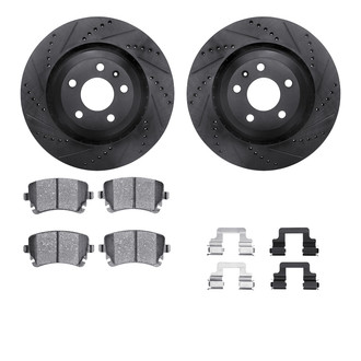 R1 Concepts® - Drilled and Slotted Rear Brake Kit with Optimum OE Pads