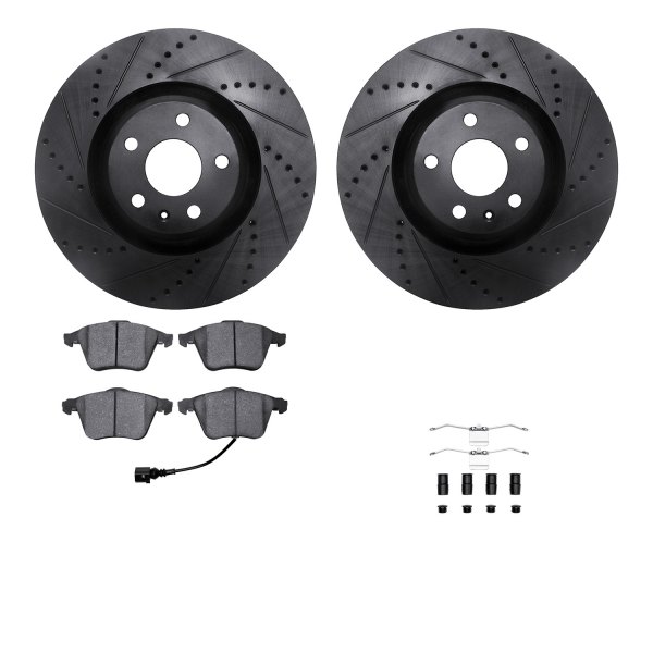  R1 Concepts® - Drilled and Slotted Front Brake Kit with Optimum OE Pads