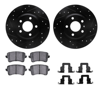 R1 Concepts® - Drilled and Slotted Rear Brake Kit with Optimum OE Pads