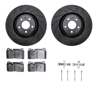 R1 Concepts® - Drilled and Slotted Front Brake Kit with Optimum OE Pads