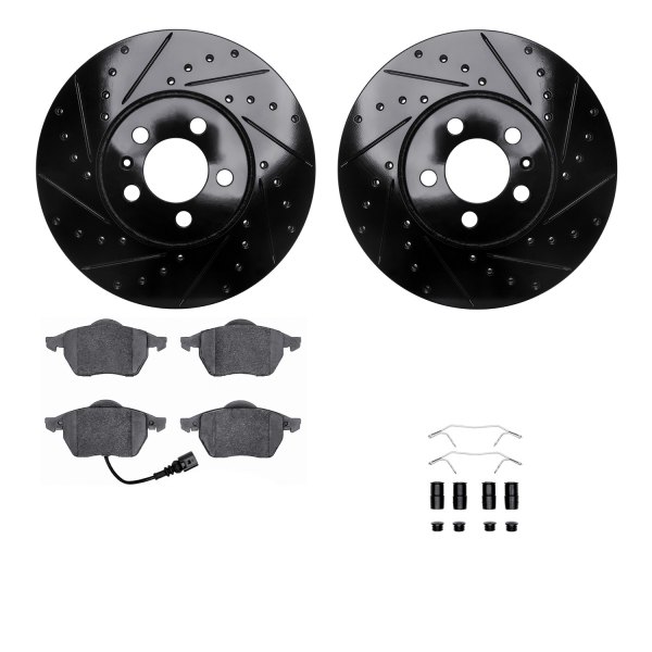  R1 Concepts® - Drilled and Slotted Front Brake Kit with Optimum OE Pads