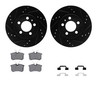 R1 Concepts® - Drilled and Slotted Rear Brake Kit with Optimum OE Pads
