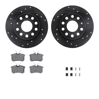 R1 Concepts® - Drilled and Slotted Rear Brake Kit with Optimum OE Pads