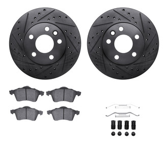 R1 Concepts® - Drilled and Slotted Front Brake Kit with Optimum OE Pads