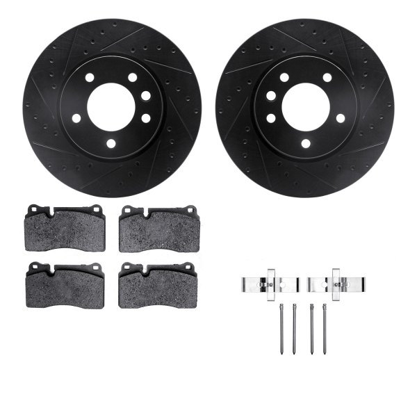  R1 Concepts® - Drilled and Slotted Front Brake Kit with Optimum OE Pads