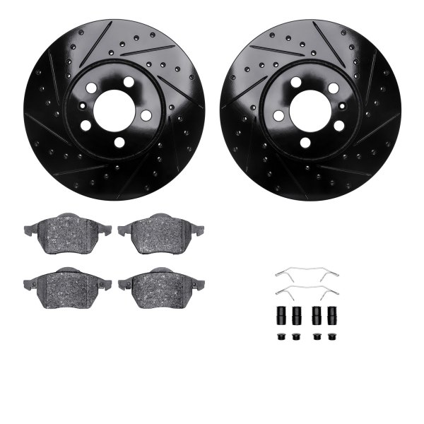  R1 Concepts® - Drilled and Slotted Front Brake Kit with Optimum OE Pads