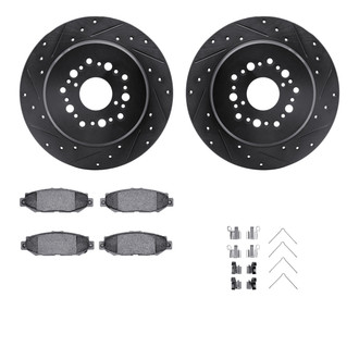 R1 Concepts® - Drilled and Slotted Rear Brake Kit with Optimum OE Pads