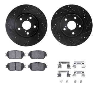 R1 Concepts® - Drilled and Slotted Front Brake Kit with Optimum OE Pads