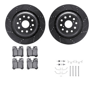 R1 Concepts® - Drilled and Slotted Rear Brake Kit with Optimum OE Pads