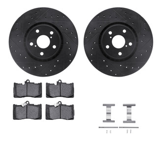 R1 Concepts® - Drilled and Slotted Front Brake Kit with Optimum OE Pads