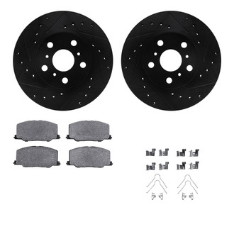 R1 Concepts® - Drilled and Slotted Front Brake Kit with Optimum OE Pads