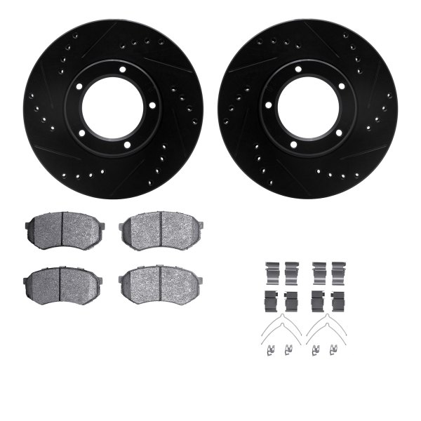  R1 Concepts® - Drilled and Slotted Front Brake Kit with Optimum OE Pads