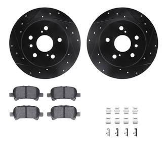 R1 Concepts® - Drilled and Slotted Rear Brake Kit with Optimum OE Pads