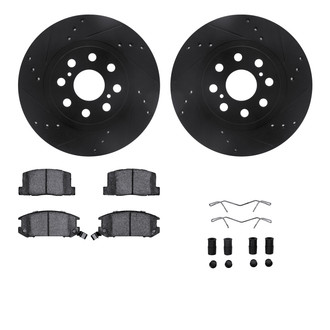 R1 Concepts® - Drilled and Slotted Rear Brake Kit with Optimum OE Pads