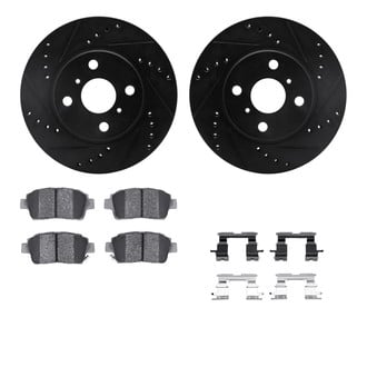 R1 Concepts® - Drilled and Slotted Front Brake Kit with Optimum OE Pads
