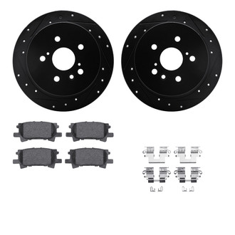 R1 Concepts® WHUH1-76150 - Drilled and Slotted Rear Brake Kit with Optimum OE Pads