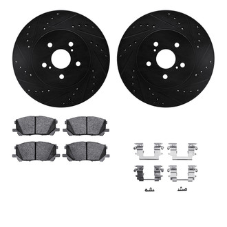 R1 Concepts® - Drilled and Slotted Front Brake Kit with Optimum OE Pads