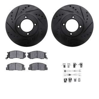 R1 Concepts® - Drilled and Slotted Front Brake Kit with Optimum OE Pads