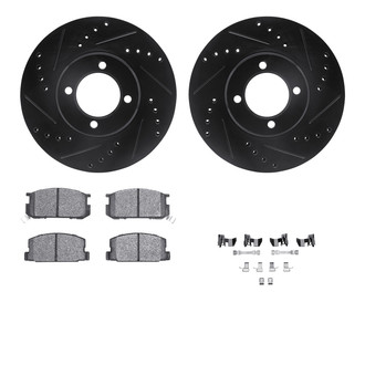 R1 Concepts® - Drilled and Slotted Front Brake Kit with Optimum OE Pads