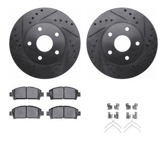 R1 Concepts® - Drilled and Slotted Front Brake Kit with Optimum OE Pads