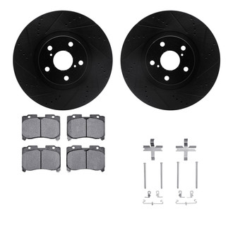 R1 Concepts® - Drilled and Slotted Front Brake Kit with Optimum OE Pads