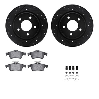 R1 Concepts® - Drilled and Slotted Rear Brake Kit with Optimum OE Pads