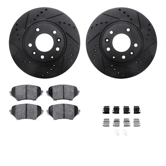 R1 Concepts® - Drilled and Slotted Front Brake Kit with Optimum OE Pads