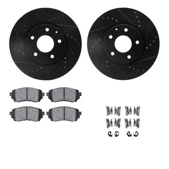 R1 Concepts® - Drilled and Slotted Front Brake Kit with Optimum OE Pads