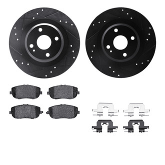 R1 Concepts® - Drilled and Slotted Rear Brake Kit with Optimum OE Pads