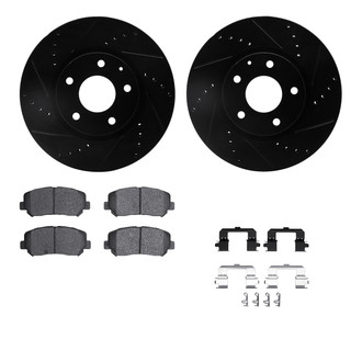 R1 Concepts® - Drilled and Slotted Front Brake Kit with Optimum OE Pads