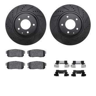 R1 Concepts® - Drilled and Slotted Rear Brake Kit with Optimum OE Pads