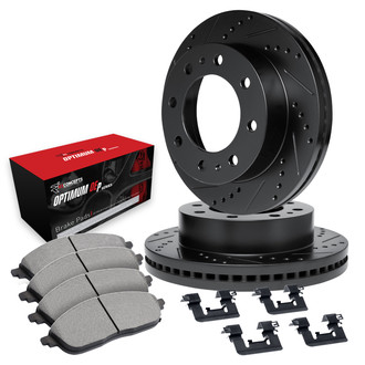 R1 Concepts® - Drilled and Slotted Front Brake Kit with Optimum OE Pads