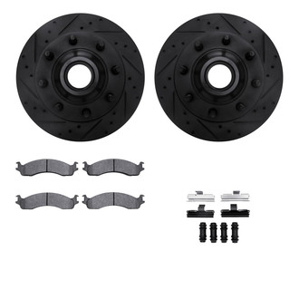 R1 Concepts® - Drilled and Slotted Front Brake Kit with Optimum OE Pads