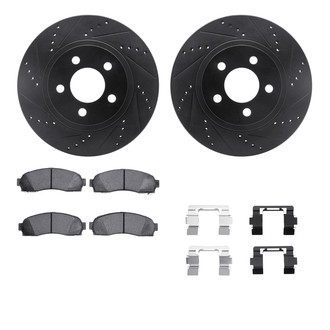 R1 Concepts® - Drilled and Slotted Front Brake Kit with Optimum OE Pads