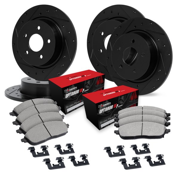  R1 Concepts® - Drilled and Slotted Front and Rear Brake Kit with Optimum OE Pads