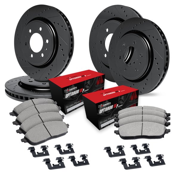  R1 Concepts® - Drilled and Slotted Front and Rear Brake Kit with Optimum OE Pads