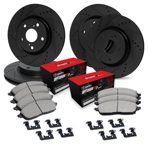  R1 Concepts® - Drilled and Slotted Front and Rear Brake Kit with Optimum OE Pads