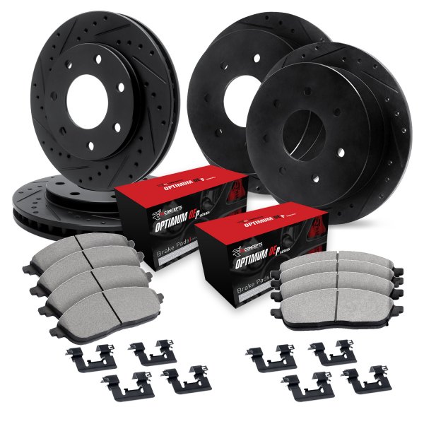  R1 Concepts® - Drilled and Slotted Front and Rear Brake Kit with Optimum OE Pads