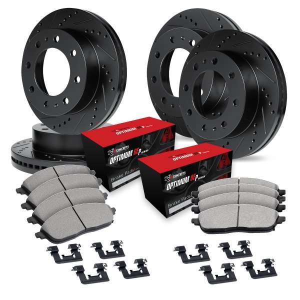  R1 Concepts® - Drilled and Slotted Front and Rear Brake Kit with Optimum OE Pads