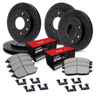 R1 Concepts® - Drilled and Slotted Front and Rear Brake Kit with Optimum OE Pads