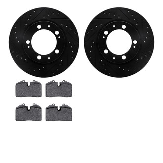 R1 Concepts® - Drilled and Slotted Front Brake Kit with Optimum OE Pads