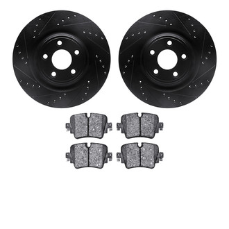 R1 Concepts® - Drilled and Slotted Rear Brake Kit with Optimum OE Pads