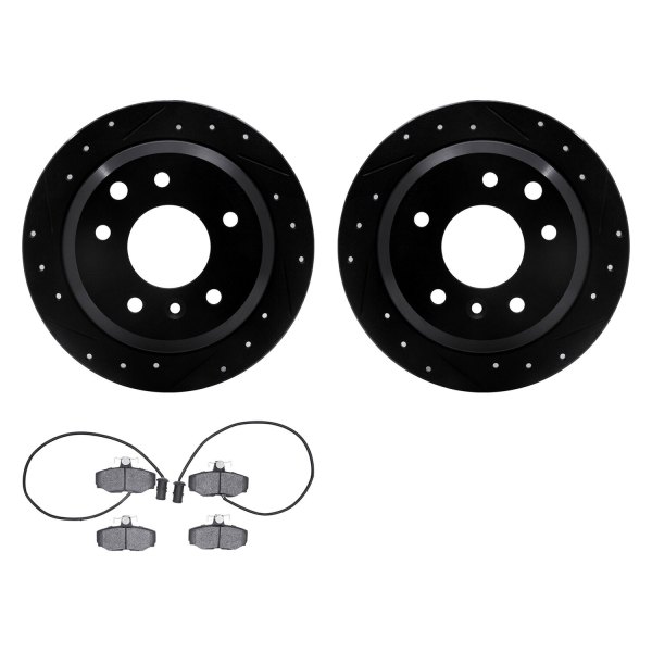  R1 Concepts® - Drilled and Slotted Rear Brake Kit with Optimum OE Pads