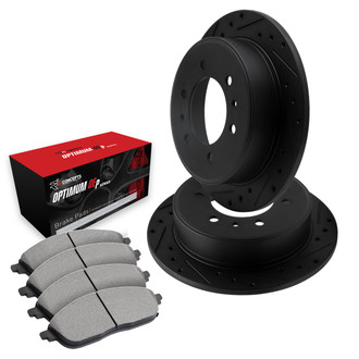 R1 Concepts® - Drilled and Slotted Rear Brake Kit with Optimum OE Pads