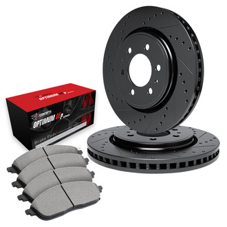 R1 Concepts® - Drilled and Slotted Rear Brake Kit with Optimum OE Pads