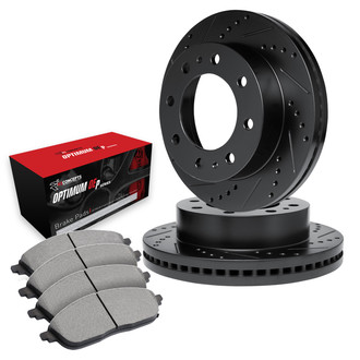 R1 Concepts® - Drilled and Slotted Front Brake Kit with Optimum OE Pads