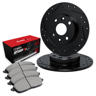 R1 Concepts® - Drilled and Slotted Front Brake Kit with Optimum OE Pads